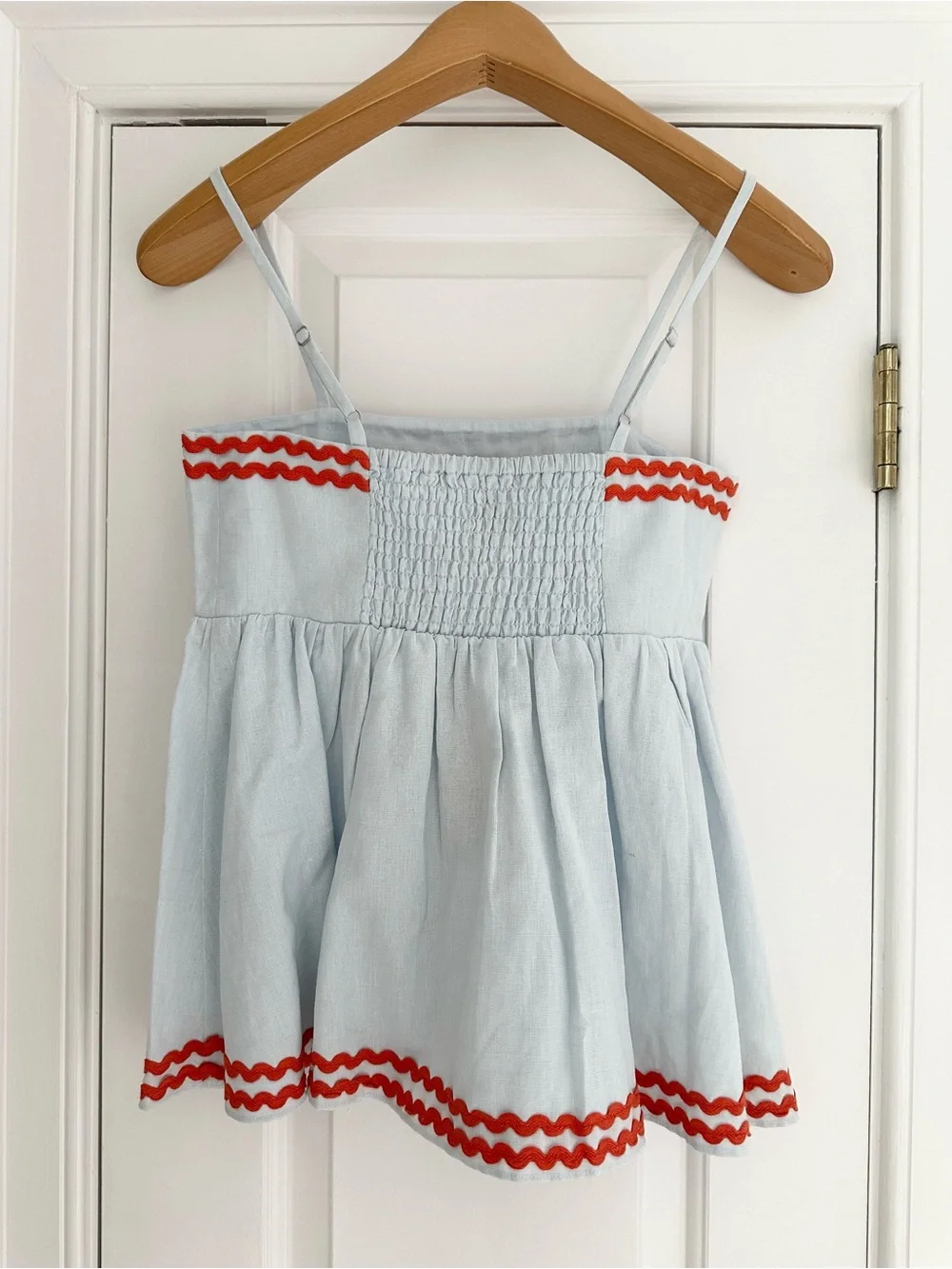 Linen Blend Top and Shorts Set with Ric Rac - Picture 3 of 8